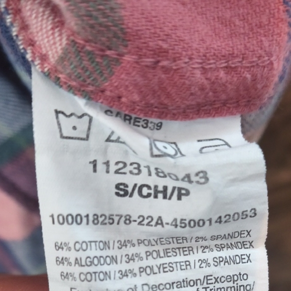 Wrangler Men's Pink & Navy Plaid Stretch Flannel Shirt - Size Small - Picture 4 of 8